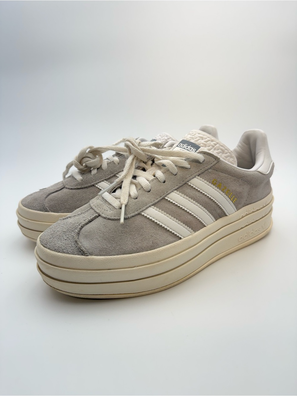 adidas Gazelle Bold Womens Suede Sneakers Gray White US 7 HQ6893